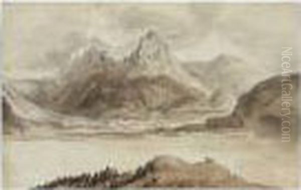 Three Alpine Views, Two Showing St. Gothard And The Rigi - view 1