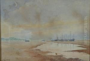 Bateaux De Peche A L'embouchure by Edmond Modave
