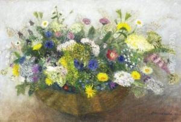 Korb Mit Bergwiesenblumen - view 1