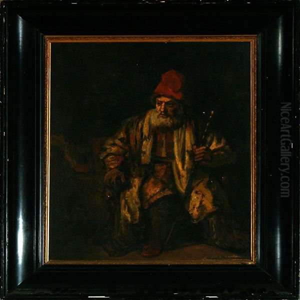 An Elderly Man With A Beard. Signed A. Moe And Indistinct Inscribed Bembrani? - view 1