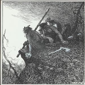 Trolls On The Edge Of A Cliff by Louis Moe