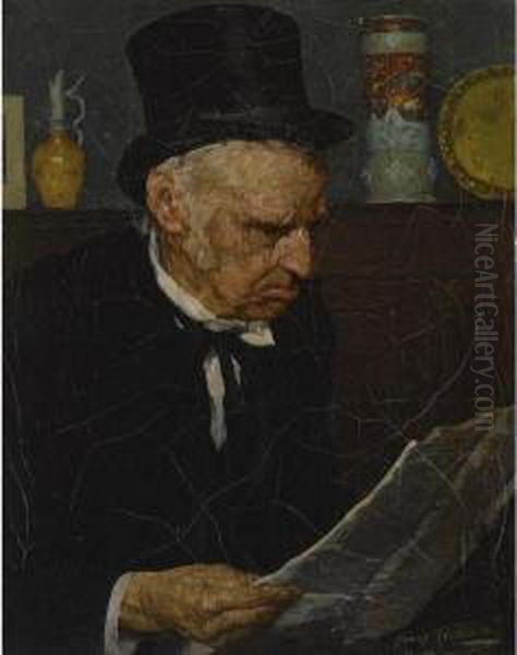 Old Man Reading Paper - view 1