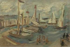Yachthafen Mit Personengruppe by Paul Moennich
