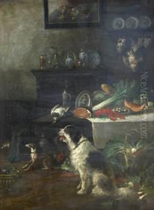 Honden In Een Interieur - Chiens Dans Un Interieur by Edward Moerenhout