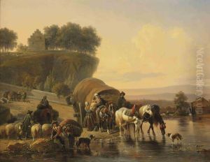 Watering The Horses by Joseph Jodocus Moerenhout