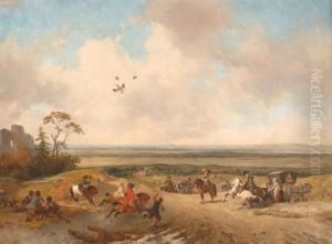 The Falcon Hunt by Joseph Jodocus Moerenhout