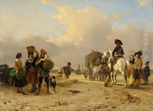 Fischer Und Reiter Amstrand by Jozef Jodocus Moerenhout
