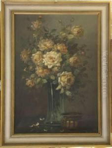 Stilleven Met Rozen En Koper Doosje