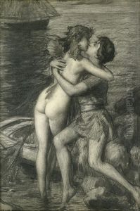 Die Umarmung - Der Traum Des Fischerknaben by Hermann Moest