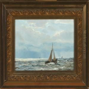 Seascape Withsailing Ships by Ludvig Mogelgaard