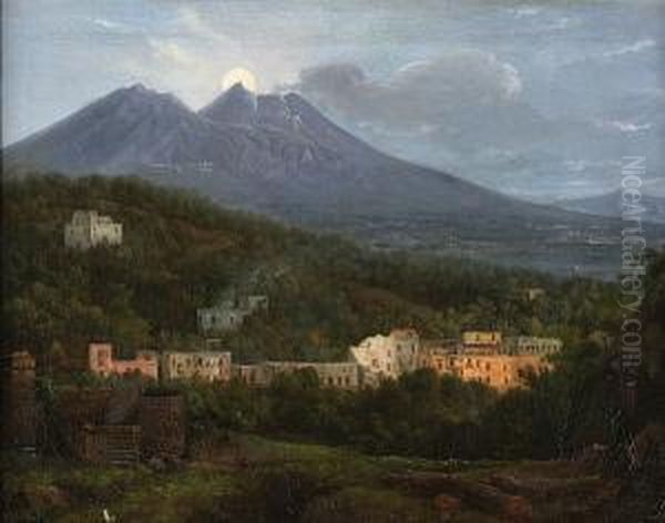 Mount Vesuvius With A Village And Ruins In The Foreground - view 1
