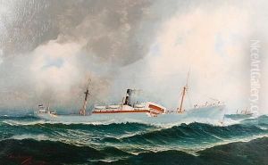 The 'helene Menzell' Out At Sea by John Henry Mohrmann