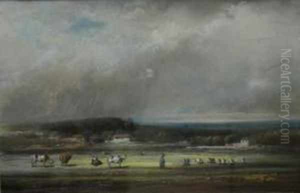 Paysage Anime De Bergers Et Troupeaux - view 1