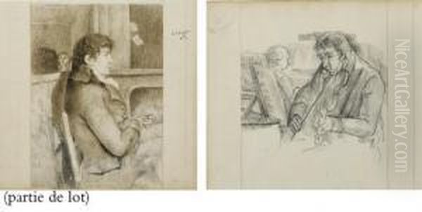 Neuf Portraits D'hommes Assis, Dont Un Jouant Du Violon Et Cinq Recto-verso - view 1