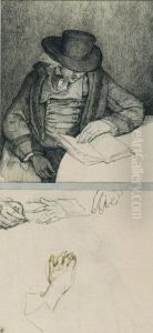Recto: Seated Man Reading Above Studies Of Four Hands; Verso: Studies Of A Seated Man And A Seated Woman by Anne-Marie Moitte