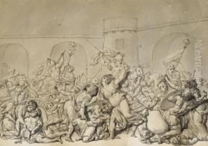 Les Sabines S'interposant Entre Les Romains Et Les Sabins by Jean Guillaume Moitte