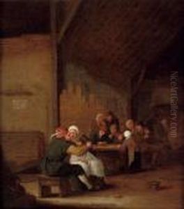 A Tavern Scene With Peasants Drinking And Smoking by Bartholomeus Molenaer