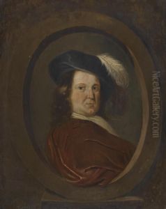 Self Portrait, Head And Shoulders, Set In A Stone Cartouche by Pieter Molijn