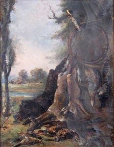 Nature Morte Au Gibier Et Trompe De Chasse. by Auguste Molin