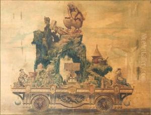 "diseno De Carroza De La Mineria Para El Desfile Del Cuartocentenario Del Descubrimiento De America" - view 1
