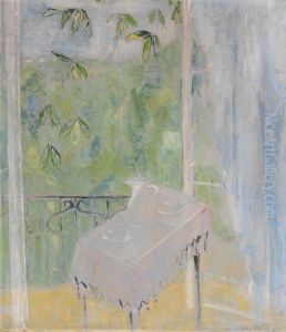 Kaffeetisch Auf Dem Balkon. by Oskar Moll