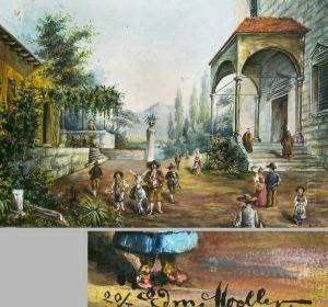 Sudlandische Landschaft Mit Reicher Personenstaffage by Edmund Moller