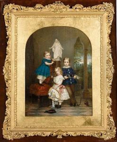 Portrait Of The Artist's Wife And Children; Mathilde Elizabeth Moller, Her Son Emanuel Aged 8, Her Daughter Mathilde Aged 5 And Her Son Robert Aged 3 - view 1