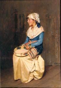 Contadina Con Tamburello by Achille Mollica