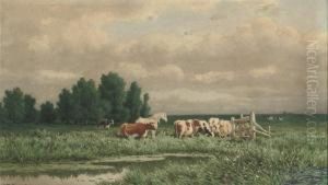 Cattle In A Meadow by Gerrit Alexander G. Mollinger