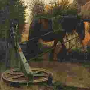 A Girl And Horse At The Water Pump by Niels Pedersen Mols