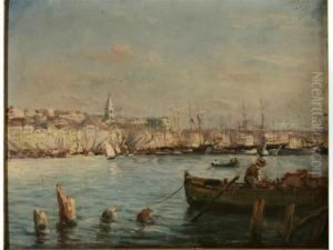 Vue D Un Port Mediterraneen by Robert Charles Gustave Laurens Mols