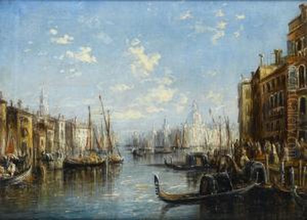 Busy Venetian Canal Scene - view 1