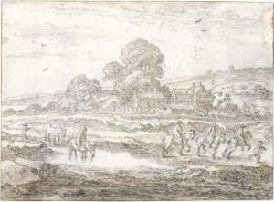 Landscape With Horsemen Near A Pool by Pieter De Molijn