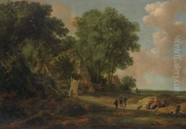 A Landscape With Villagers By A Farmstead - view 1