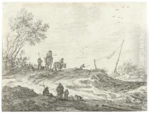 Dune Landscape With Travellers by Pieter De Molijn