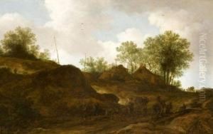 Voyageurs Sur Un Chemin Devant Des Dunes by Pieter De Molijn
