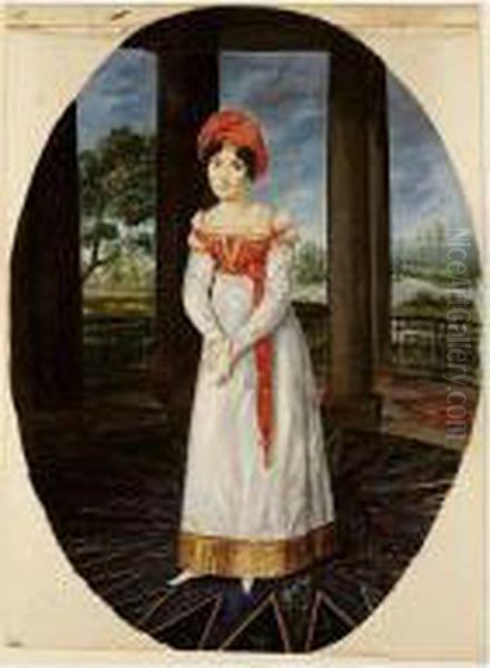 Portrait Of A Lady In A Loggia, A Park In The Background - view 1