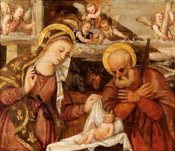 Nativita Con Angeli Recanti I Simboli Della Passione Di Cristo - view 1