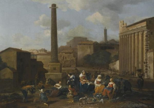 Figures Resting In A Capriccio View Of The Roman Forum - view 1