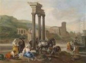 Market Women In Front Of Roman Ruins by Hendrick Mommers