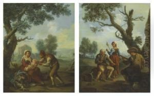 A Peasant Family In A Landscape by Paolo Monaldi