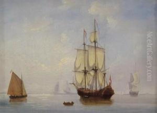 A Dutch Frigate At Anchor With Other Vessels - view 1