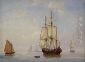 A Dutch Frigate At Anchor With Other Vessels