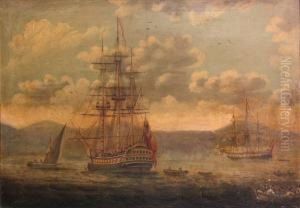 Warships In A Harbor, Thought To Be 'alliance'and 'moselle' Lying At Anchor Before Acre Warships In A Harbor, Thought To Be 'alliance'and 'moselle' Lying At Anchor Before Acre