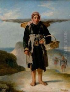 La Pecheuse De Crevettes by Jean-Jacques Francois Monanteuil