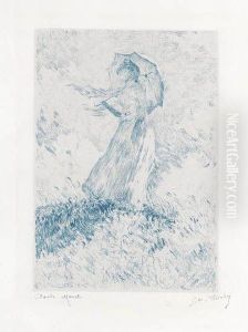 Figure En Plein-air: Femme A L'ombrelle by Claude Oscar Monet