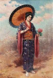 Femme Japonaise A L'ombrelle by Jules Monge
