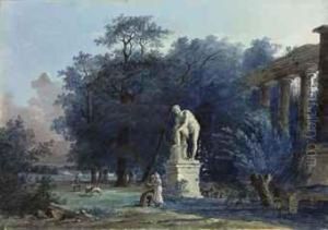 A Garden With Ruins by Antoine Pierre Mongin