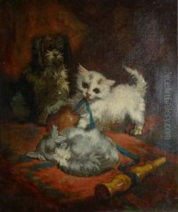 Chiot Et Chatons by Charles Monginot