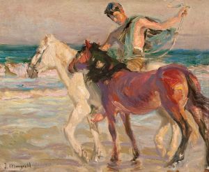 Caballos En La Playa by Jose Mongrell Torrent